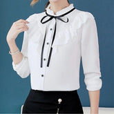 Camisa Feminina Laço e Babados